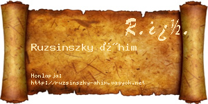 Ruzsinszky Áhim névjegykártya